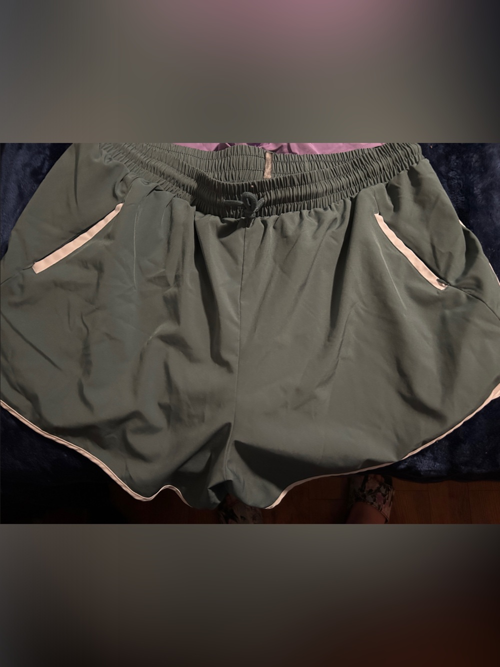 Olive Green Athletic Skirt with Cream Trim